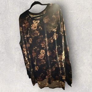 LulaRoe Hudson 3XL Black Floral Print Long sleeves NWT